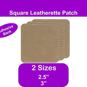 Light Brown Square Laserable Leatherette Patch with Adhesive, Blank Square Patch, Glowforge Laser Supplies, Hat Patches