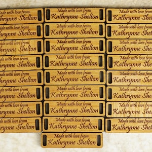1.5&quot;x.38&quot; Laser Engraved Wood Knitting Labels - Personalized Wood Tags for Knit - Crochet Tag - Wooden Tags & Knitting Labels