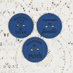 1&quot; Round Knitting Labels, Faux Leather Labels - Vegan Leather Crochet Tags - Hand Knit Labels, Knitting Tags, Crochet Labels