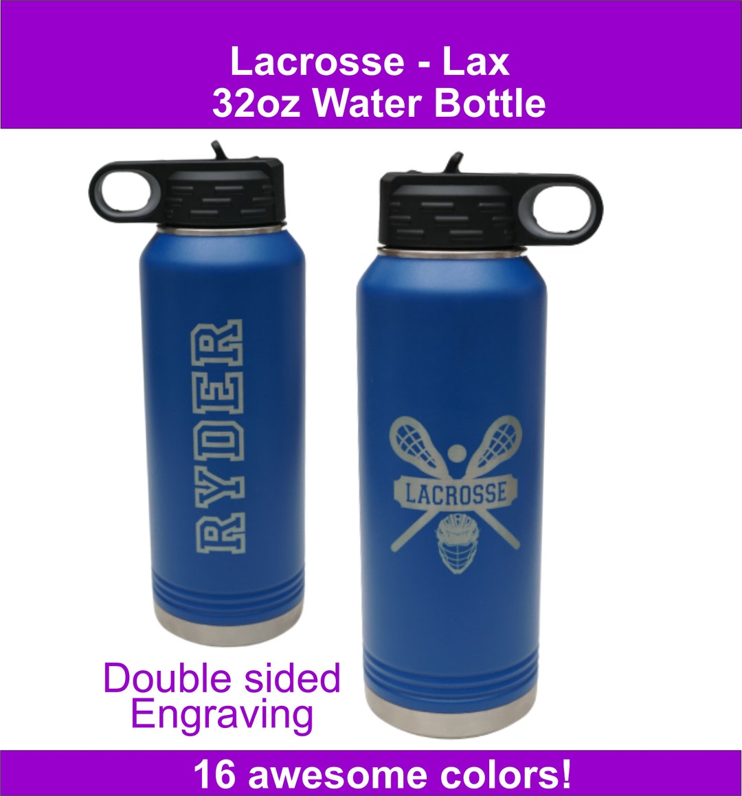Custom Engraved Lacrosse Water Bottle, Lacrosse Team Gift, LAX Water