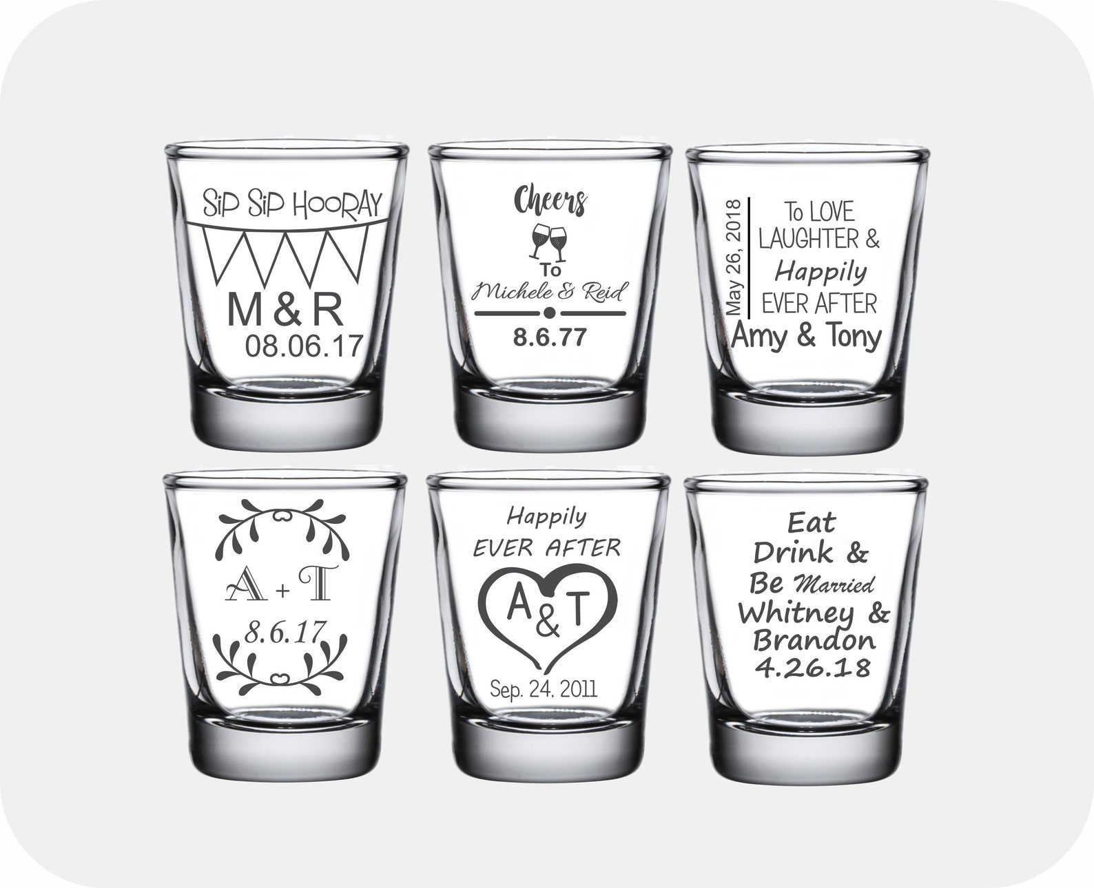 Custom Wedding Favor Shot Glasses Custom Wedding Party Shot Etsy