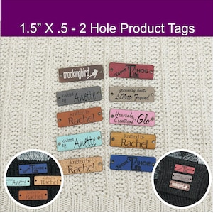 1.5&quot;x.5&quot; Eco Friendly Crochet Tags and Knitting Labels - Faux Leather Labels and Custom Tags - Knitting Tags and Product Tag
