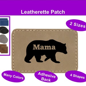Mama Bear Baseball Cap Patch, Custom Leather Patch, Engraved Leatherette Hat Patches, Vegan Leather