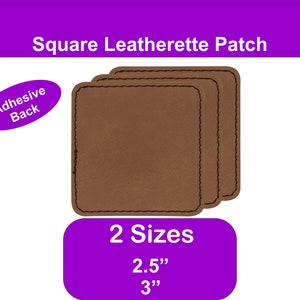 Dark Brown Square Laserable Leatherette Patch with Adhesive, Blank Square Patch, Glowforge Laser Supplies, Hat Patches