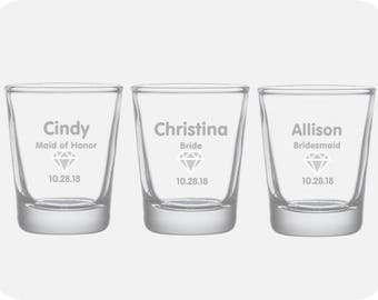 Bridesmaid Shot Glasses,Personalized Bridesmaid Shot Glasses,Custom Maid of Honor Present,Unique Bridal Party Gift,Engraved Bridesmaid Glass