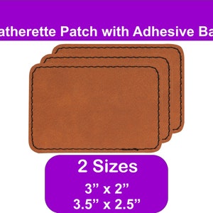 3 x 2 Blank Rectangle Laserable Leatherette Patch with Adhesive, 25 Pack- Blank Hat Patches, Glowforge Laser Supplies, CO2 Laser Supply, Faux