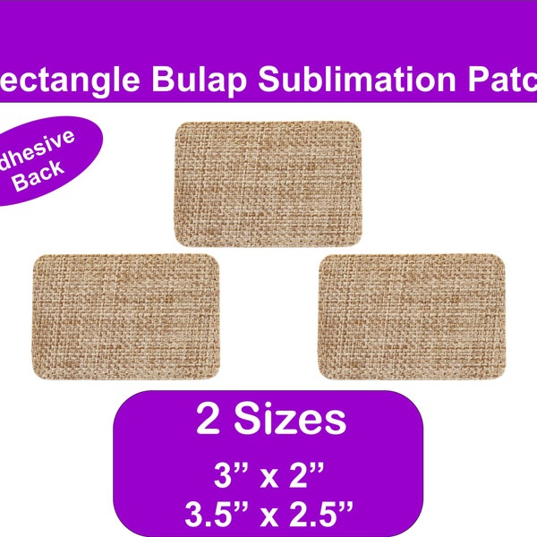 Rectangle Plain Burlap Sublimation Hat Patches with Adhesive, Blank Polyester Baseball Cap Patch, No Sew Sublimation Supplies