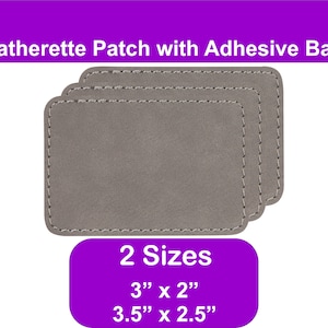 Gray Hat Patches Blank, Laserable Leatherette Patch with Adhesive, Glowforge Laser Supplies, No Sew