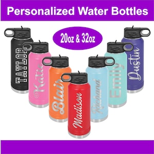 Custom Engraved Water Bottle With Straw, Personalized Name Water Bottle, Kids Water Bottle, Wedding Party Water Bottle, Insulated Drinkware