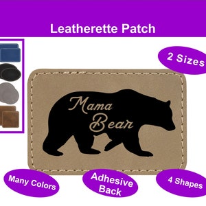 Mama Bear Baseball Cap Patch, Custom Leather Patch, Engraved Leatherette Hat Patches, Vegan Leather