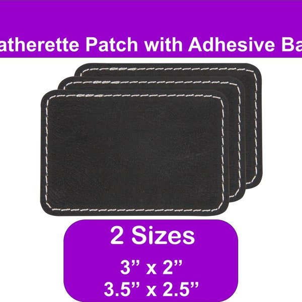 Black-Silver Hat Patches Blank, Laserable Leatherette Patch with Adhesive, Glowforge Laser Supplies, No Sew