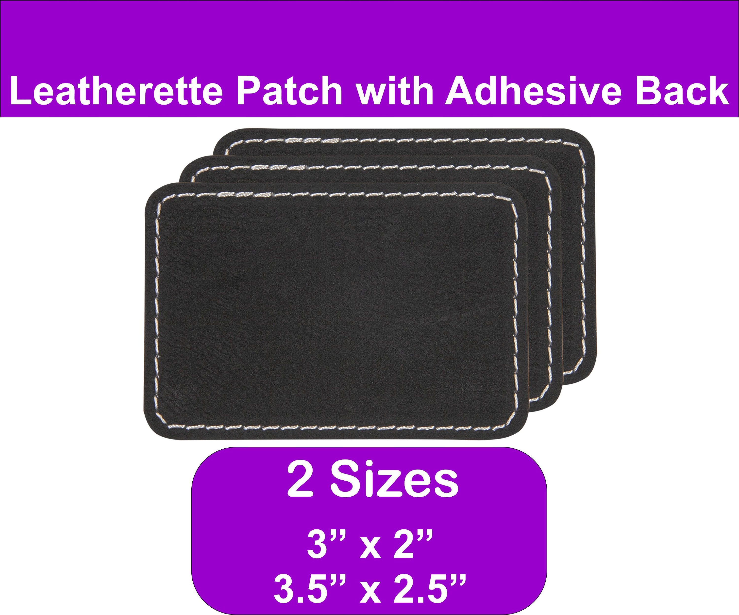 Black/silver Leatherette Blank Set of 15 Adhesive Backed Patches