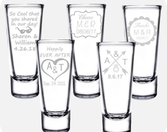 Personalized Wedding Favor Shot Glasses, Custom Wedding Favor Shot Glasses, Custom Wedding Party Shot Glasses,Engraved Wedding Favor Glasses