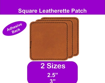 Rawhide Square Laserable Leatherette Patch with Adhesive, Blank Square Patch, Glowforge Laser Supplies, Hat Patches