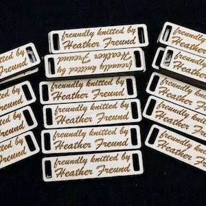 Knitting Labels - Crochet Tags Knitting Tags Product Tags - Crochet Labels - Wooden Tags, Personalized Tags 1.5&quot; x 3/8&quot;