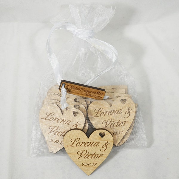 1.5" Heart Shaped Personalized Product Tags, Wooden Tags, Party Favors Tags, Engraved Wood Product Labels,