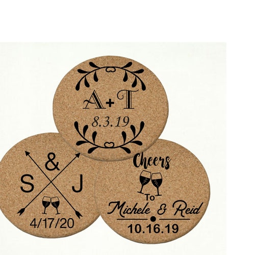 Personalized Cork Coasters Wedding Favors Etsy