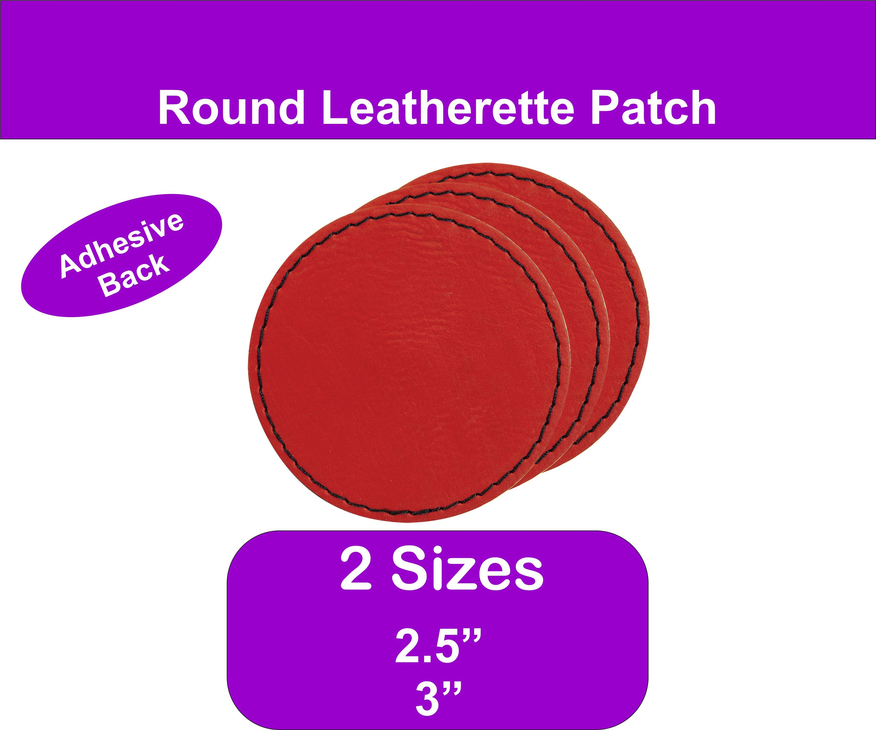 Red Round Laserable Leatherette Patch 