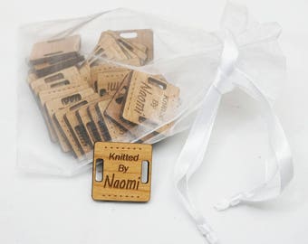 1" Platz Laser graviert Holz stricken Etiketten und häkeln Tags - personalisierte Tags, Produkt-Tags, stricken Tag