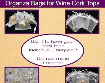 Bolsas de Organza para Tapas de Corcho de Vino - Botella de Vino Wedding Favor Organza Bags - Botella de Vino Personalizada Wedding Favor Embolsado Individualmente