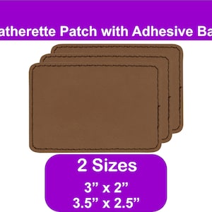 Dark Brown Hat Patches Blank, Laserable Leatherette Patch with Adhesive, Glowforge Laser Supplies, No Sew