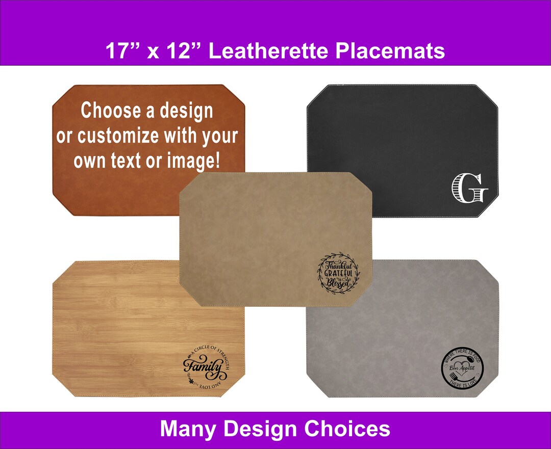 Leatherette Placemat, Personalized Engraved Placemats, Custom Table Mat
