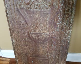 Antique pressed tin, salvaged, unique urn design