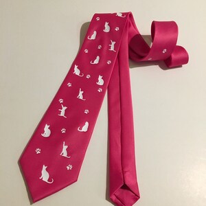 Cats , Cat Lover Necktie, Pink Tie, Cool, Unique and Fun, Birthday Gift, Wedding, Christmas, Father's Day, Valentine's image 3