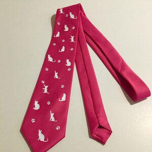 Cats , Cat Lover Necktie, Pink Tie, Cool, Unique and Fun, Birthday Gift, Wedding, Christmas, Father's Day, Valentine's image 2