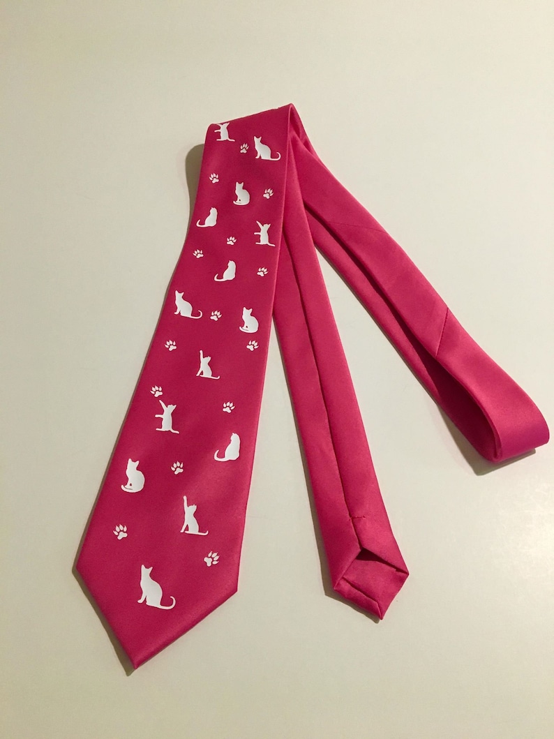 Cats , Cat Lover Necktie, Pink Tie, Cool, Unique and Fun, Birthday Gift, Wedding, Christmas, Father's Day, Valentine's image 2