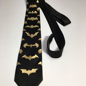 Bat Necktie, Gold Design, Cool and Fun. Birthday Gift, Wedding, Father's Day, Christmas, Valentine's Day