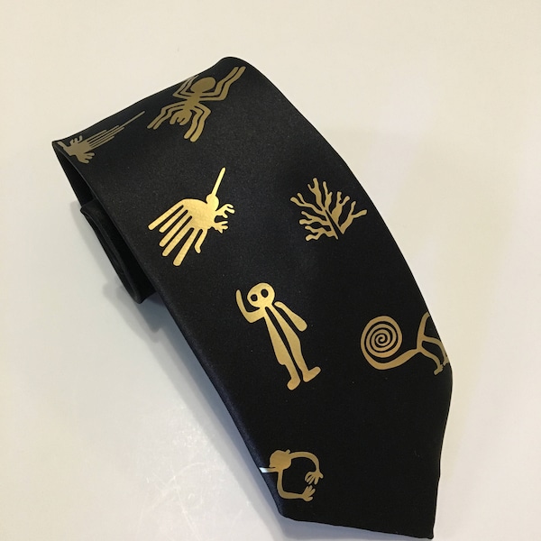 Nazca Lines, Peru Necktie, Geoglyphs, Areal Art, Mystery, Great Gift, Birthday, Christmas, Wedding