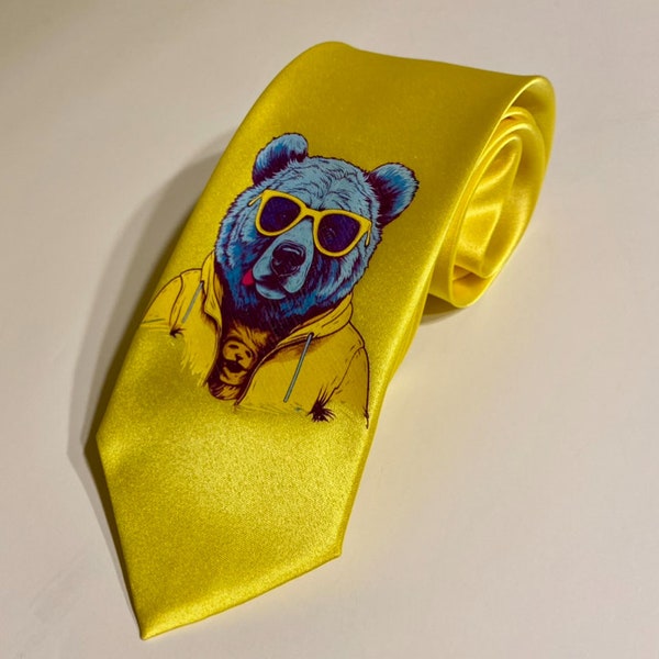 Cool Bear Necktie, Unique , Fun, Great Gift