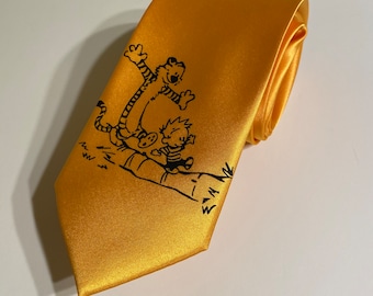 Golden Yellow Necktie,  Cool and Fun Tie, Calvin, Playful, Great Gift