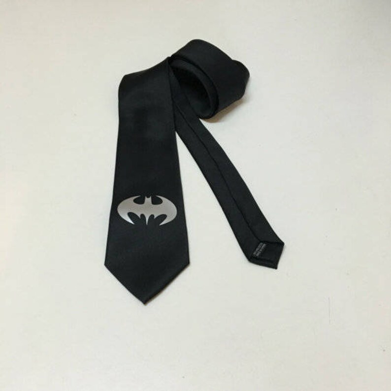 Superhero Necktie, Silver Logo, Cool, Unique and Fun, Birthday Gift, Wedding, Christmas, Father's Day, Valentine's image 4