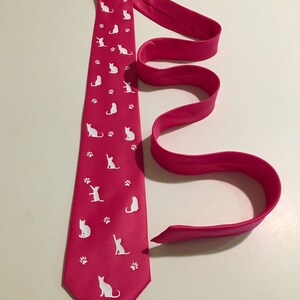 Cats , Cat Lover Necktie, Pink Tie, Cool, Unique and Fun, Birthday Gift, Wedding, Christmas, Father's Day, Valentine's image 5