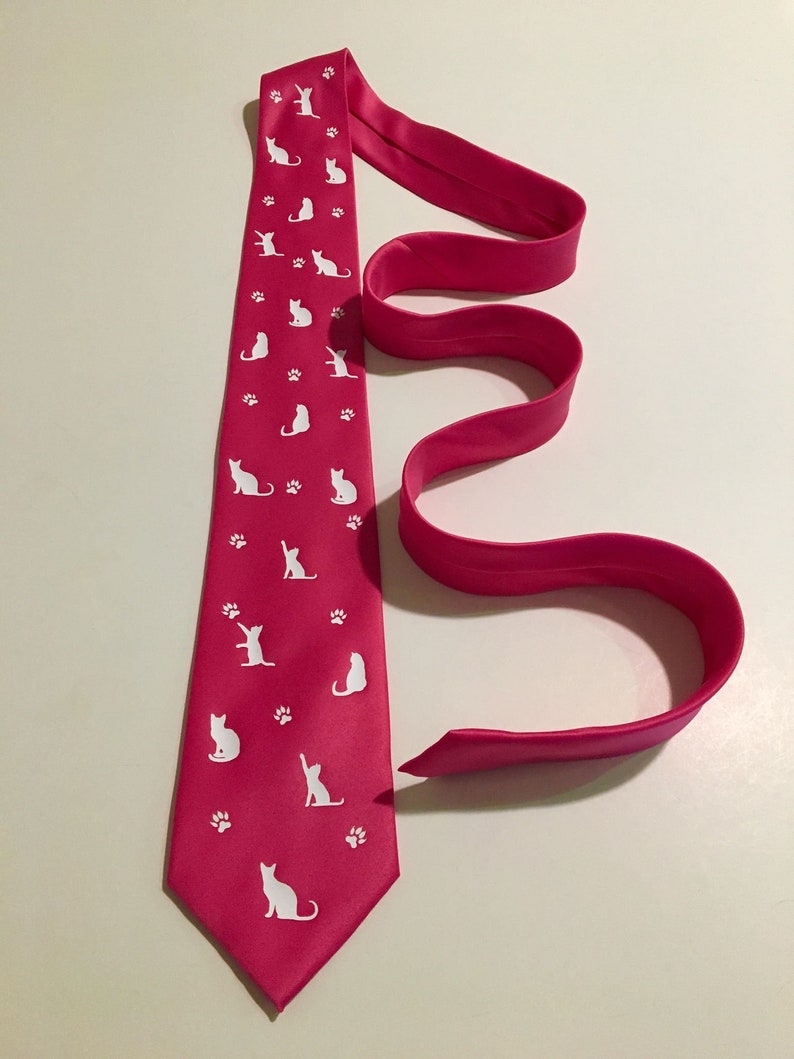 Cats , Cat Lover Necktie, Pink Tie, Cool, Unique and Fun, Birthday Gift, Wedding, Christmas, Father's Day, Valentine's image 5