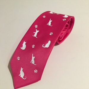 Cats , Cat Lover Necktie, Pink Tie, Cool, Unique and Fun, Birthday Gift, Wedding, Christmas, Father's Day, Valentine's image 1