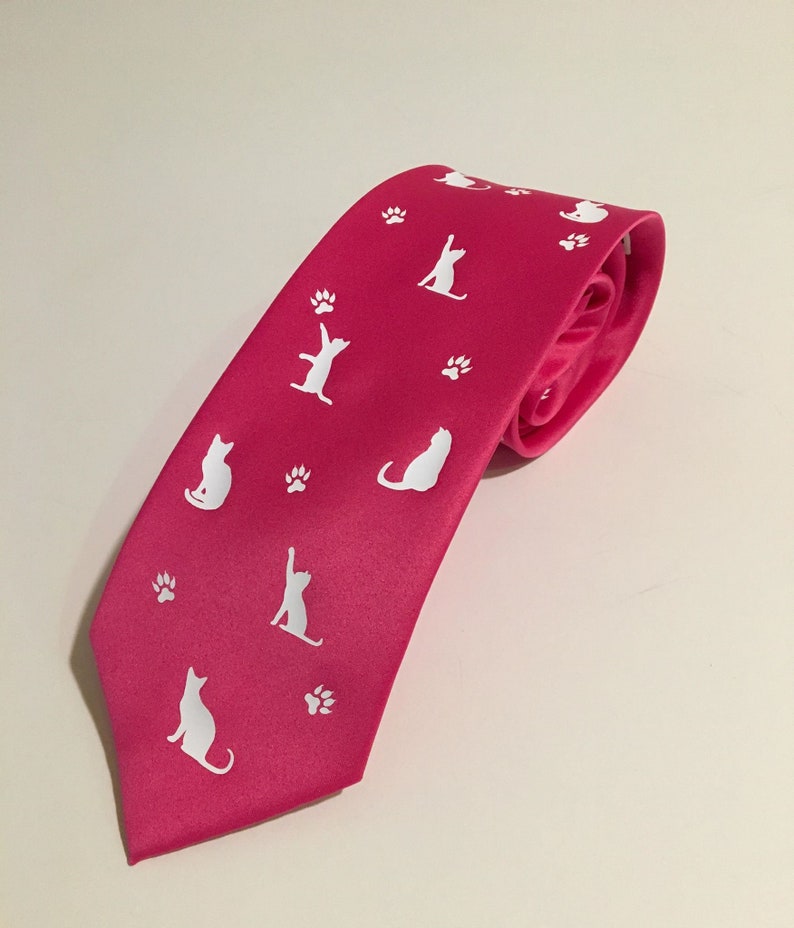 Cats , Cat Lover Necktie, Pink Tie, Cool, Unique and Fun, Birthday Gift, Wedding, Christmas, Father's Day, Valentine's image 1