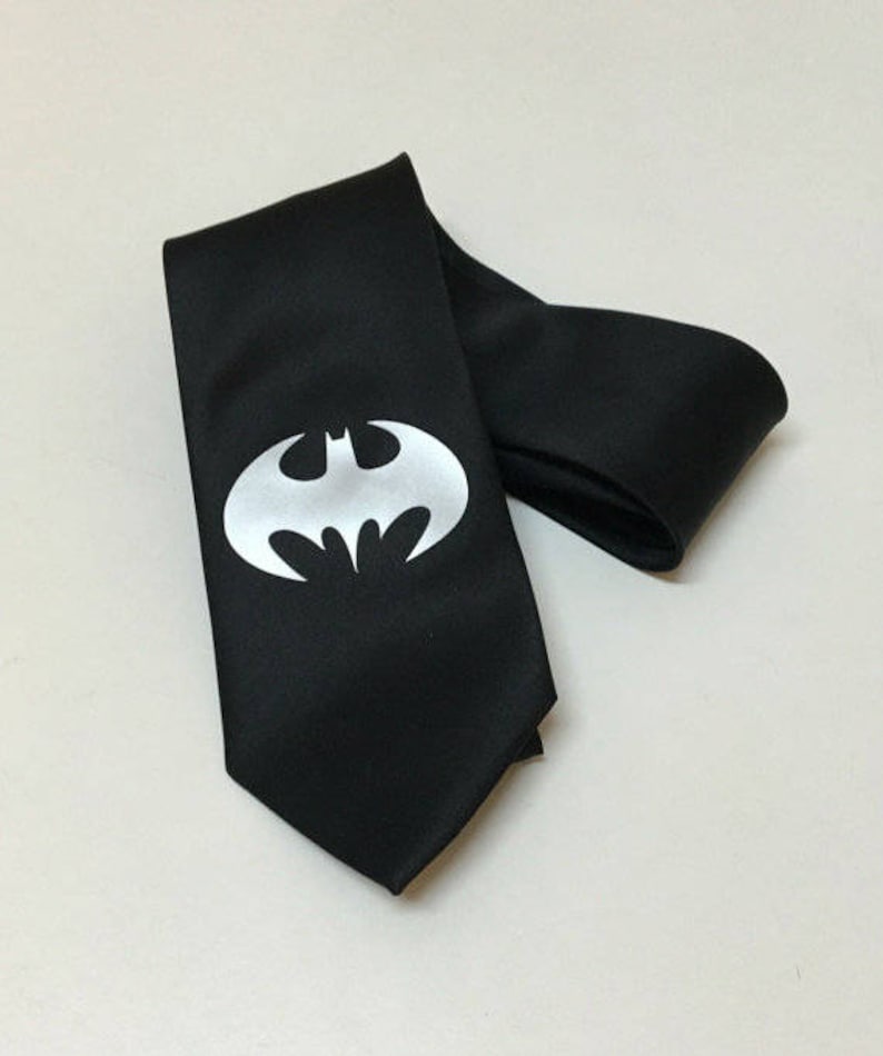 Superhero Necktie, Silver Logo, Cool, Unique and Fun, Birthday Gift, Wedding, Christmas, Father's Day, Valentine's image 2