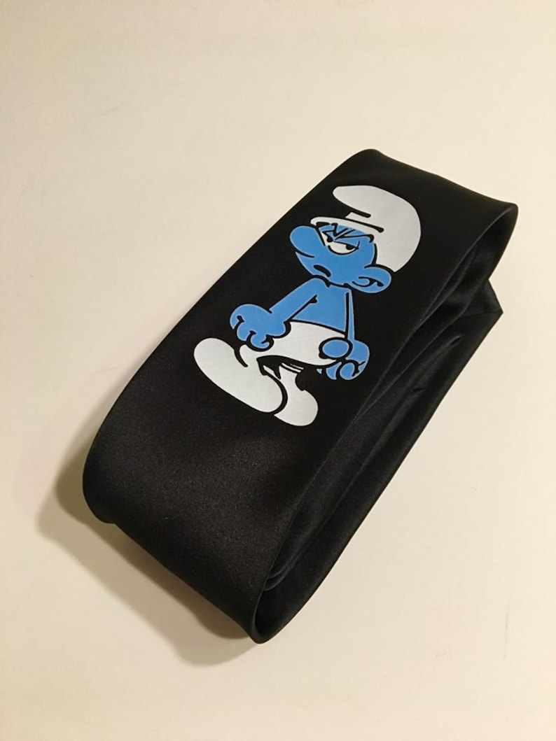 Black Tie Chest Area Cool and Fun Blue and Cute Grouchy Small Necktie