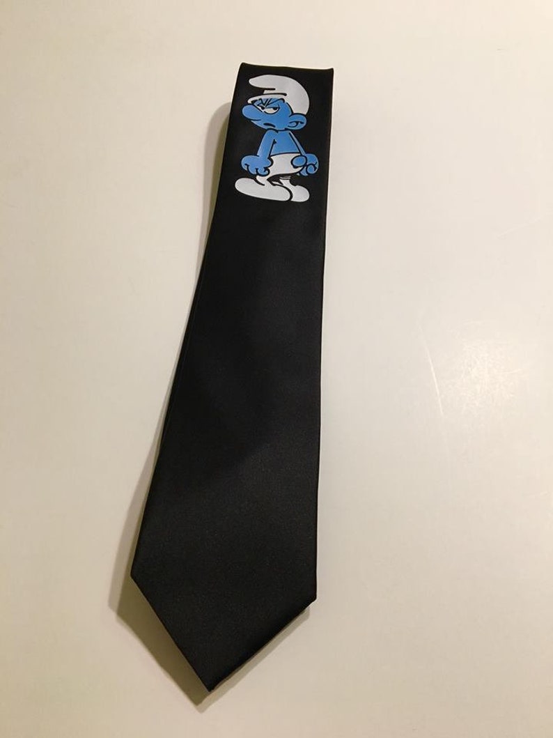 Black Tie Chest Area Cool and Fun Blue and Cute Grouchy Small Necktie