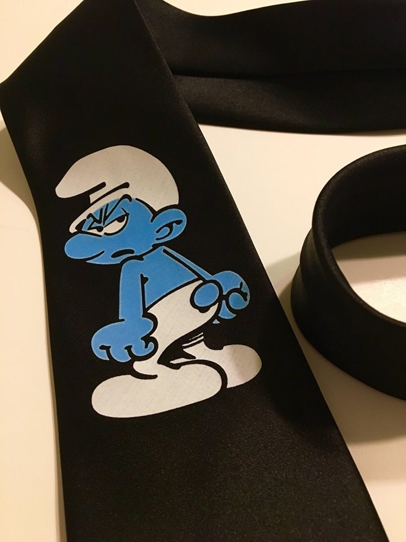 Black Tie Chest Area Cool and Fun Blue and Cute Grouchy Small Necktie