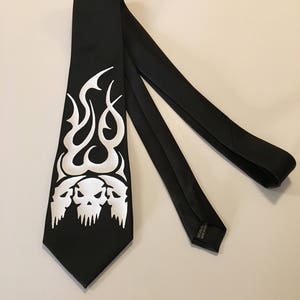 Skulls Fire Necktie , Cool, Unique and Fun, Birthday Gift, Wedding, Christmas, Father's Day, Valentine's