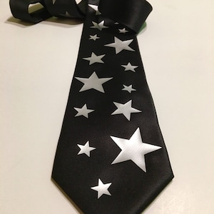 Stars Necktie, Silver Stars, Cool, Unique and Fun, Birthday Gift, Wedding, Christmas, Father&#39;s Day, Valentine&#39;s