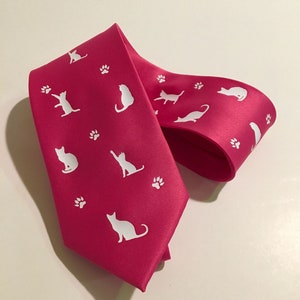 Cats , Cat Lover Necktie, Pink Tie, Cool, Unique and Fun, Birthday Gift, Wedding, Christmas, Father's Day, Valentine's image 4