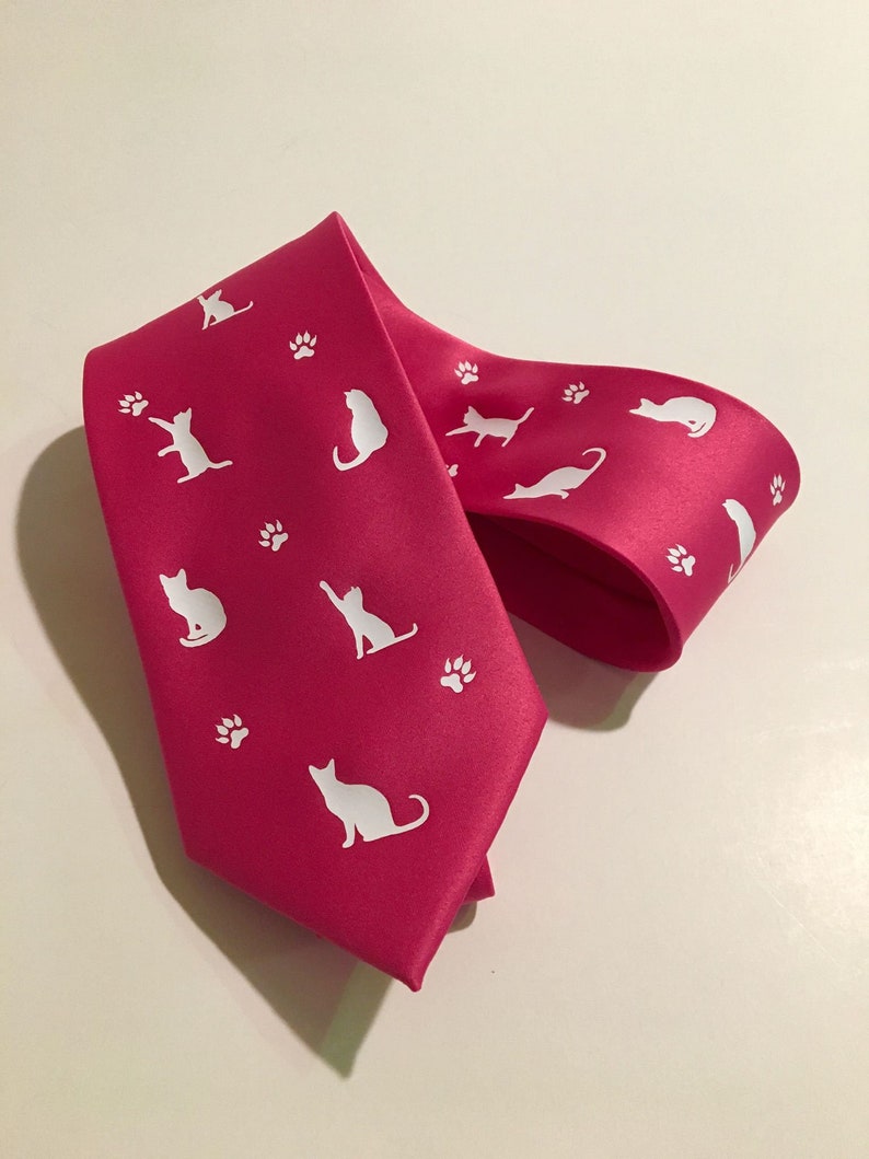 Cats , Cat Lover Necktie, Pink Tie, Cool, Unique and Fun, Birthday Gift, Wedding, Christmas, Father's Day, Valentine's image 4