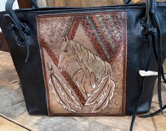 Feather horse tote