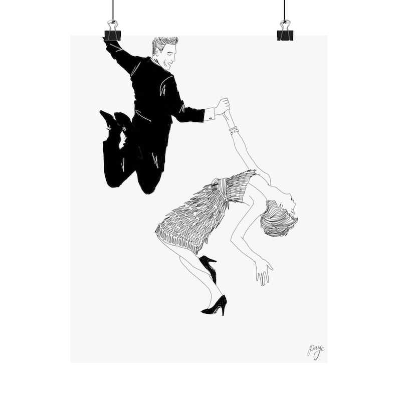 Dancers Ink Drawing: Hand Drawn Art Deco Print image 2