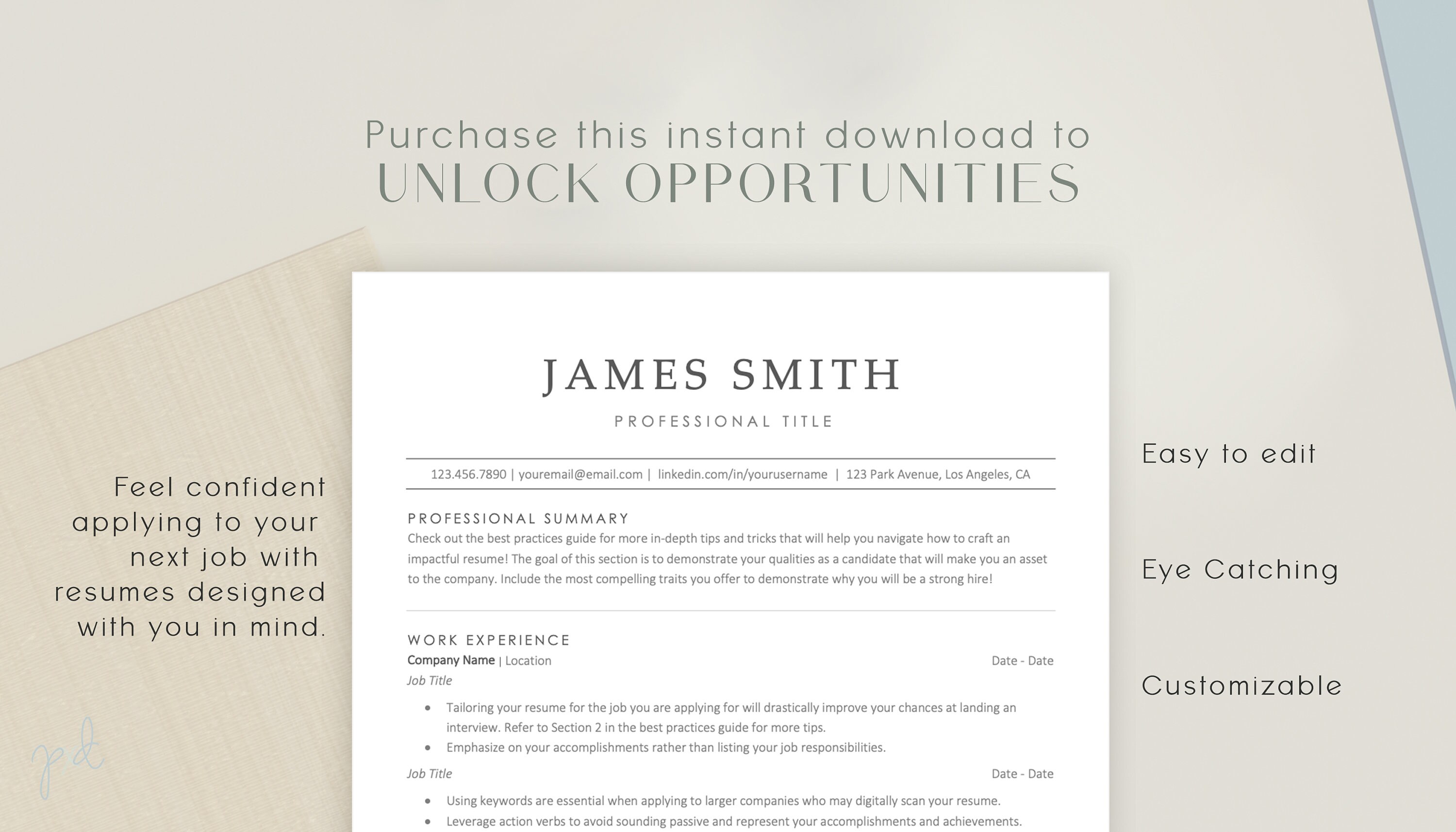 Resume Template Google Docs ATS Friendly Resume Template Etsy